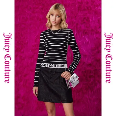 Juicy Couture橘滋秋冬新款提花条纹女式针织衫商品大图