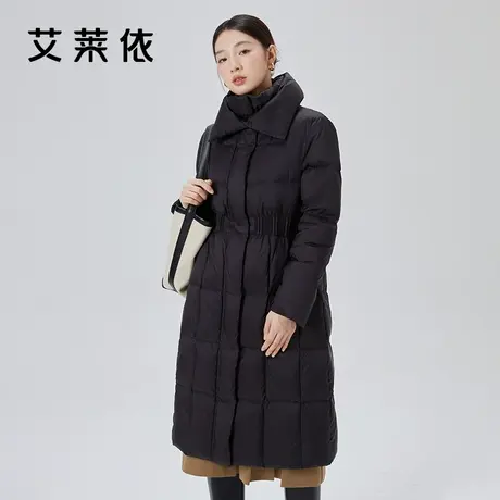 艾莱依立领羽绒服女2023新款长款收腰气质时尚感通勤保暖冬季外套商品大图