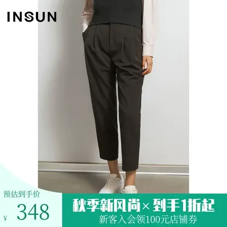 恩裳春秋季商场同款宽松气质垂感艺术感优雅黑色直筒裤西裤商品大图