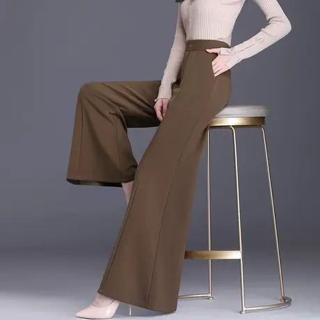 垂坠感阔腿裤女高腰春秋2023新款宽松通勤拖地长裤气质休闲西装裤商品大图