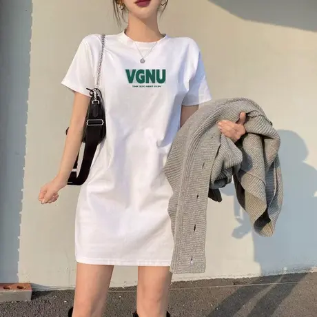 纯棉短袖t恤女夏白色2023年新款宽松潮字母半袖打底内搭正肩上衣图片