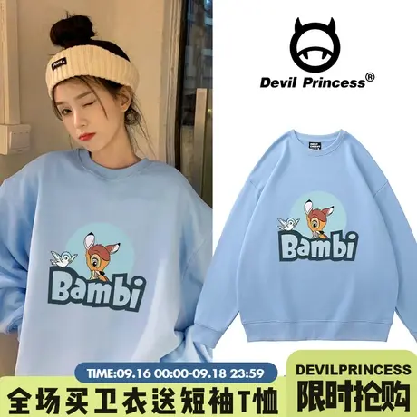 韩版oversize卡通圆领卫衣女春秋2023年新款ins潮牌bf慵懒风上衣商品大图