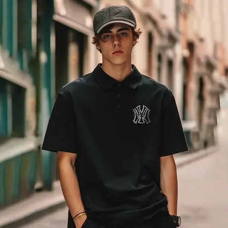 大码polo衫商务男士短袖t恤夏季休闲简约时尚翻领青少年上衣男装图片