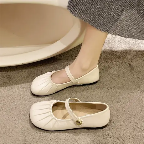 单鞋女瓢鞋温柔晚晚鞋平底豆豆2023年夏季新款春秋舒适浅口奶奶鞋商品大图