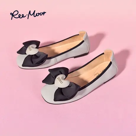 REEMOOR睿慕2023年秋季新款时尚蝴蝶结蛋卷鞋优雅气质平底鞋女鞋商品大图