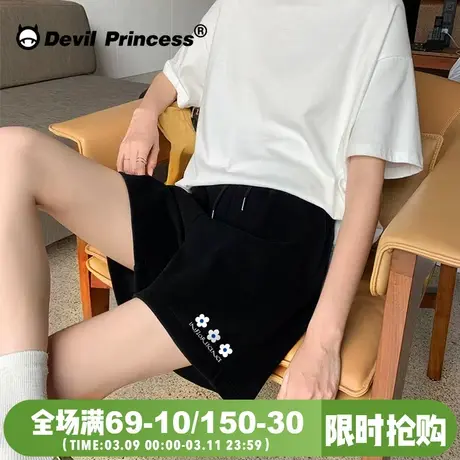 2024年夏季新款港风小众韩版学院风黑色短裤女宽松直筒显瘦五分裤图片