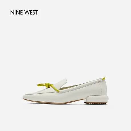 Nine West/玖熙英伦绳结一脚蹬小皮鞋春新款法式晚风平底乐福单鞋图片