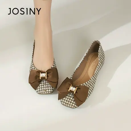 Josiny/卓诗尼低帮单鞋2023秋季新款百搭休闲平底软底配裙子女鞋商品大图