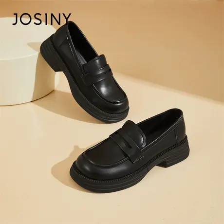 Josiny/卓诗尼厚底乐福鞋女2024新款春季百搭小皮鞋英伦风小个子商品大图