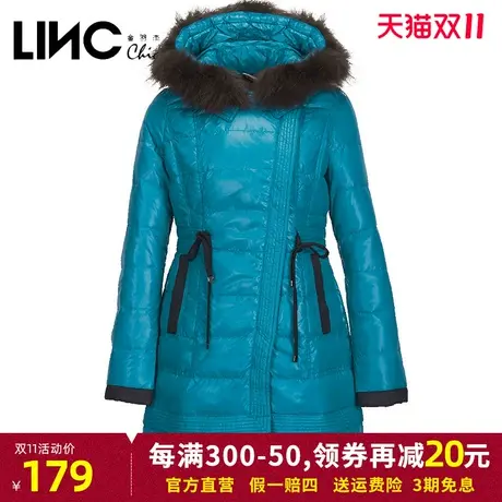 断码清仓LINC金羽杰羽绒服女2023冬新款中长款反季毛领女款面包服商品大图