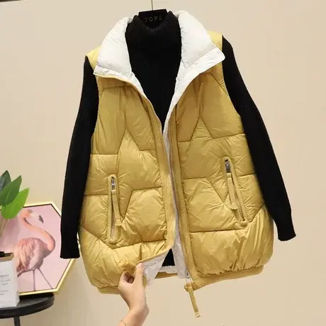 羽绒棉马甲女短款2023秋冬新款宽松外穿轻薄羽绒棉服背心坎肩马夹商品大图
