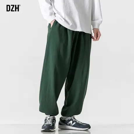 绿色痞帅男裤子秋季宽松束脚裤篮球运动裤2023新款男裤休闲裤男款商品大图