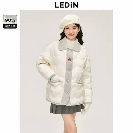 乐町毛织拼接羽绒服女冬季新款外套C2ACD4516商品大图