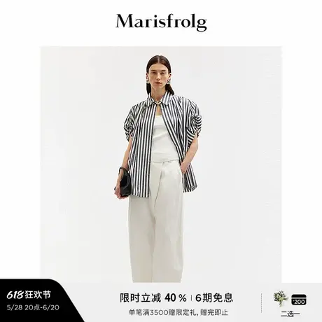【艺术匠坊】玛丝菲尔夏季时尚气质衬衫领手工捏褶宽松上衣图片