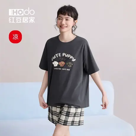 【凉凉衣】红豆凉感棉女士套头睡衣短袖套装可外穿家居服卡通夏季图片