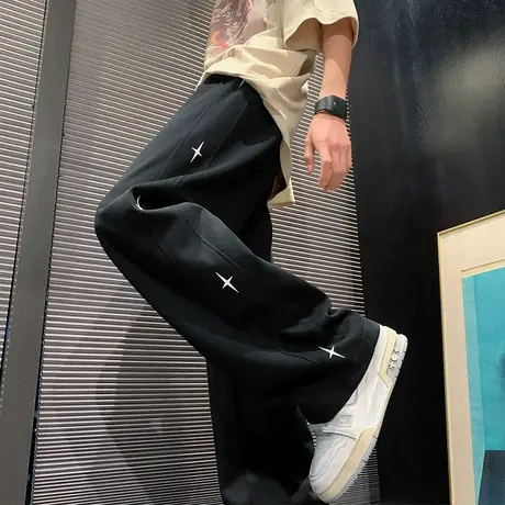 美式裤子男潮牌春秋季新款宽松运动卫裤oversize直筒阔腿休闲长裤图片