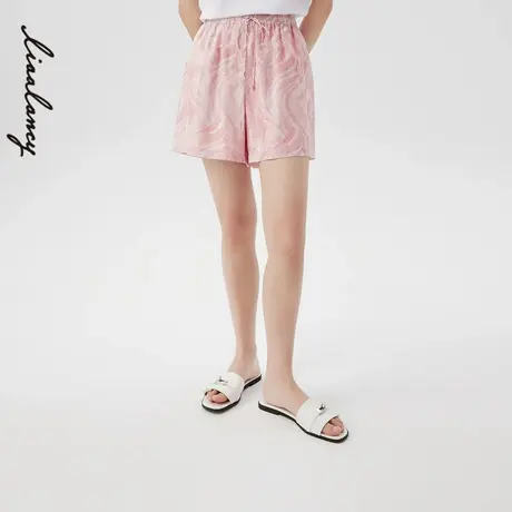 LANCY/朗姿2024夏季真丝晕染感印花短裤凉感百搭扎染休闲短裤女商品大图
