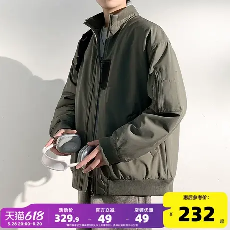 唐狮2024冬季新款男士棉服立领夹棉潮流飞行夹克短款保暖棉衣外套图片