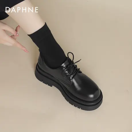 达芙妮黑色德比鞋增高皮鞋女2025新款女鞋厚底乐福鞋时尚单鞋子女商品大图