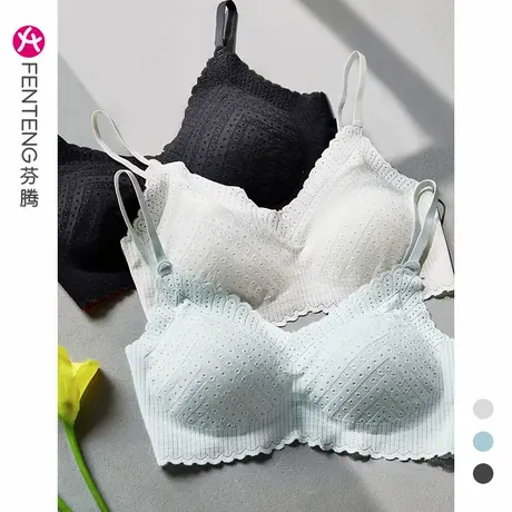 芬腾睡眠内衣女无痕轻薄透气无钢圈大胸显小聚拢防下垂法式文胸罩商品大图