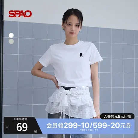 SPAO韩国同款2025年夏季新品女士短款休闲时尚短袖T恤SPRPF24G50商品大图