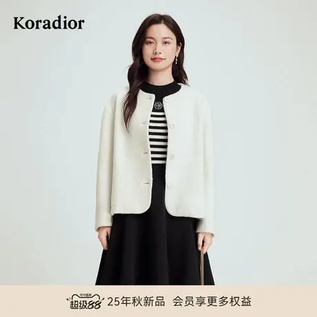珂莱蒂尔秋季款经典舒适通勤百搭100绵羊毛呢子外套女短款图片