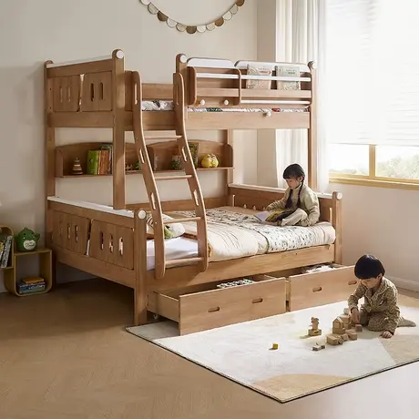 政府补贴全友家居全实木上下铺双层儿童床互男女孩不干扰带储物床商品大图