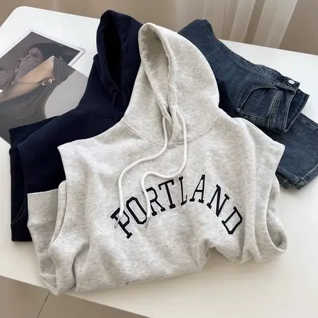 设计感小众无袖连帽卫衣女秋季2023新款宽松显瘦马甲上衣服潮ins商品大图