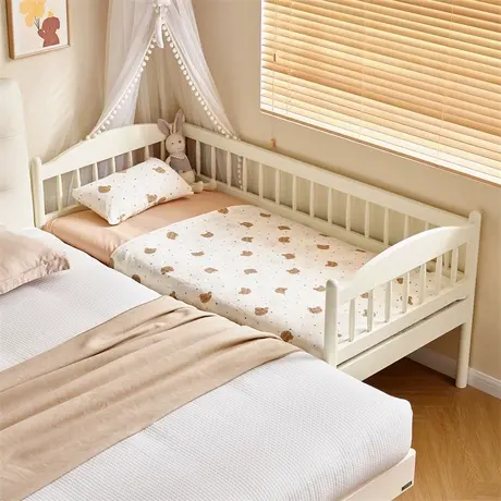 全友家居单人搭边外扩儿童拼接床实木脚床体侧边加宽小孩床660137商品大图