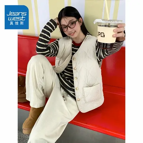 NOE真维斯马甲女秋冬2025新款青少年加绒加厚外套保暖外穿背心图片