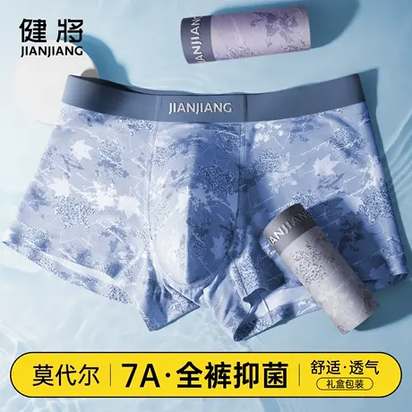 健将高档男士内裤莫代尔无痕抗菌平角裤头男款宽松透气四角短裤衩商品大图