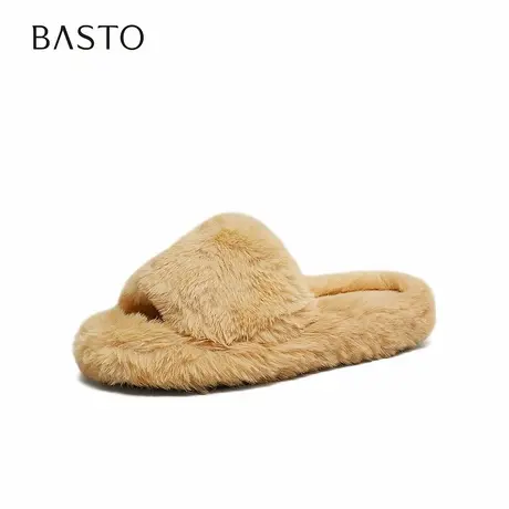 百思图2025夏季新款时尚通勤一字拖舒适粗跟外穿女凉拖鞋D3730DT5图片