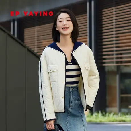 EP YAYING雅莹女装 时尚小香风撞色包边棉服 秋冬商场同款M106A图片