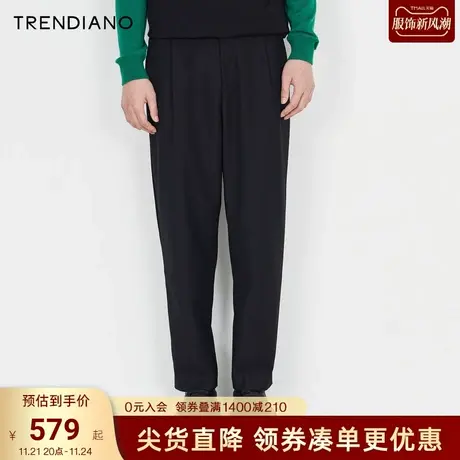 TRENDIANO梅花联名系列2023新款春季时尚直筒休闲裤宽松男士长裤商品大图