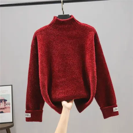 女士毛衣2023新款爆款套头秋装宽松慵懒雪尼尔外穿打底针织衫上衣商品大图