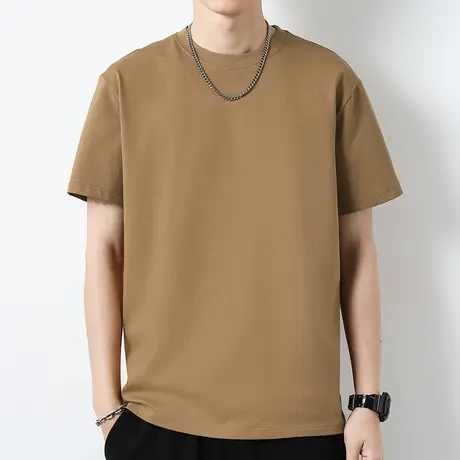 230g重磅纯棉男短袖t恤夏季液氨半袖全棉纯色内搭打底衫圆领体恤商品大图