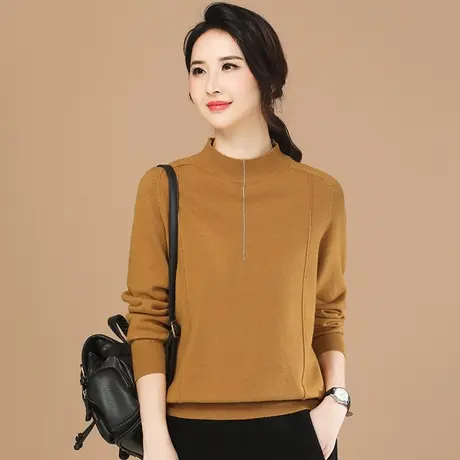 韩朝袭人复古半高领长袖毛衣女2023冬季新款修身显瘦打底衫上衣图片