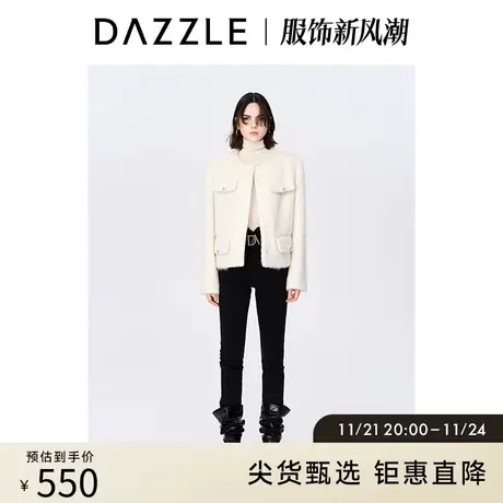 DAZZLE地素奥莱秋黑色修身弹力显瘦百搭牛仔裤铅笔裤小脚裤女图片