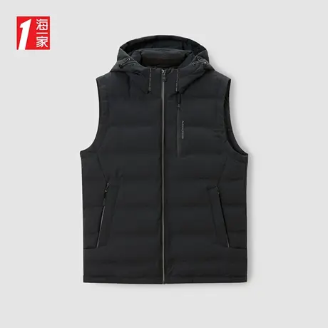 海一家舒适薄款外套可脱卸帽日常休闲基础款青年男士羽绒马甲图片