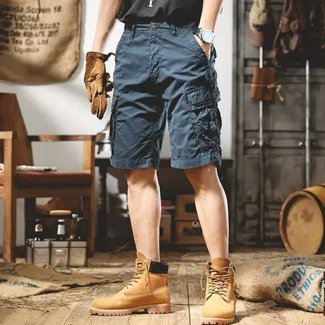 重磅宽松休闲短裤直筒中裤男五分裤工装裤夏季薄款多袋短裤大码潮商品大图