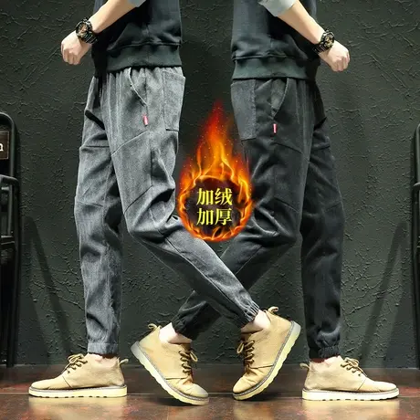 冬季裤子男款雪尼尔宽松运动卫裤秋冬男士加绒加厚灯芯绒休闲长裤商品大图