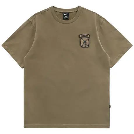 VIP重磅纯棉男士短袖t恤夏季美式复古刺绣徽章半袖体恤圆领上衣潮商品大图