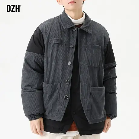 男士工装假两件棉服男潮牌冬季2023新款新款灯芯绒棉衣外套防寒服商品大图