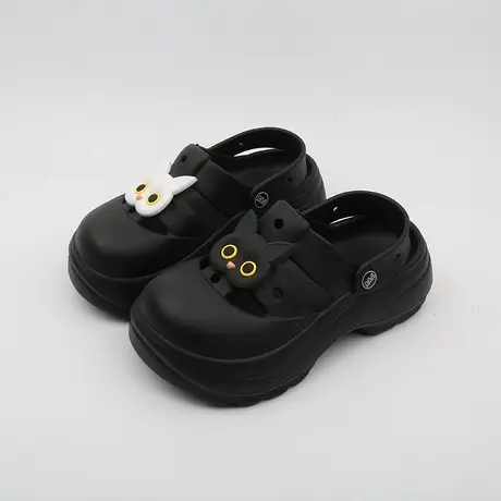 松糕厚底洞洞鞋女款夏季外穿卡通可爱猫咪防滑包头增高两穿凉拖鞋商品大图