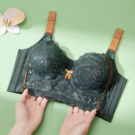美思大胸显小文胸薄款无钢圈内衣女防下垂收副乳调整型胸罩图片