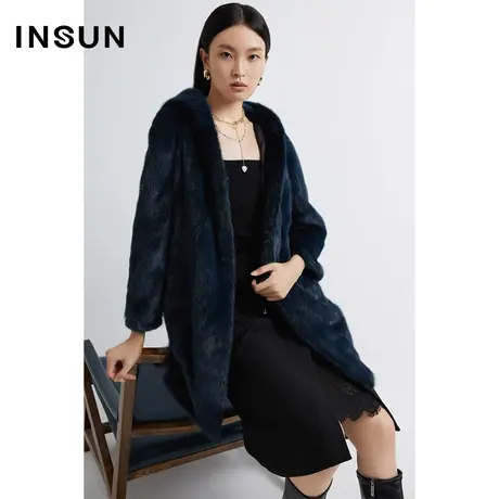 INSUN恩裳线上专选冬季奢华感水貂皮草毛皮外套图片