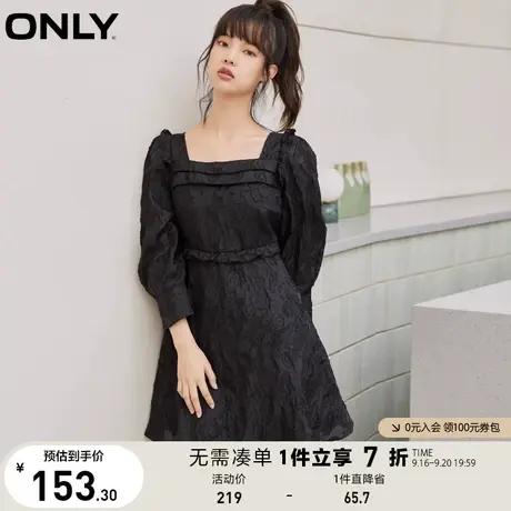 ONLY奥莱夏季可爱泡泡袖印花五分袖方领短款连衣裙女图片