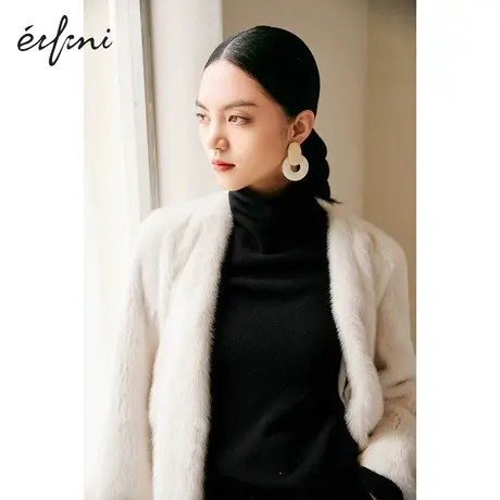 【商场同款】伊芙丽2021冬新款羊绒针织衫黑色毛衣女1CA632602Q商品大图