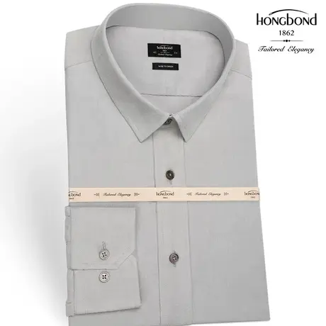 红邦创衣定制进口长袖衬衫意大利高端面料灰色衬衣男长袖纯棉衬衫商品大图