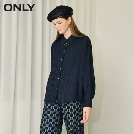 ONLY奥莱夏季纯色简约雪纺衫直筒长袖艺术感衬衫女商品大图